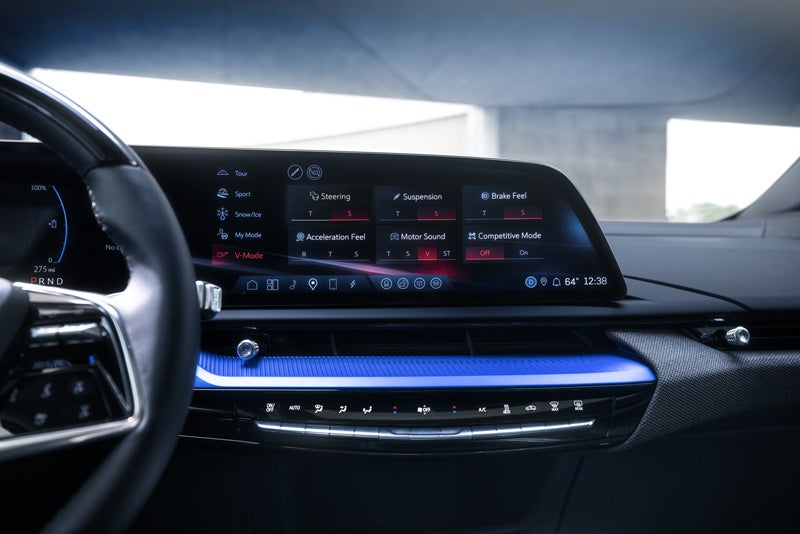 The 2026 OPTIQ-V Display Screen Displaying the V-Mode Settings | Denny Menholt Cadillac in Rapid City SD