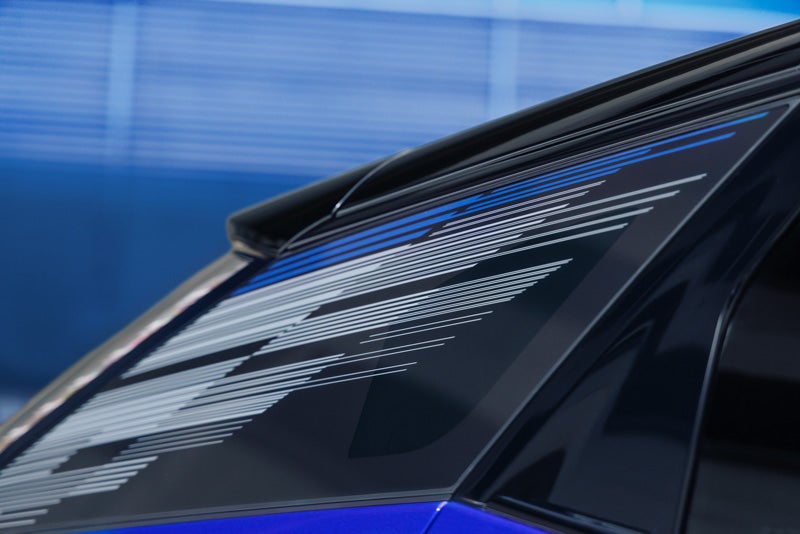 Close-up of the Modern Pattern on the 2026 OPTIQ-V Rear Quarter Glass | Denny Menholt Cadillac in Rapid City SD